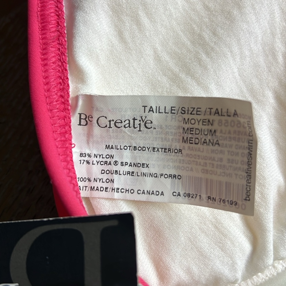 BE CREATIVE SWIM Pink Triangle Swim Bikini Top M - Picture 7 of 7